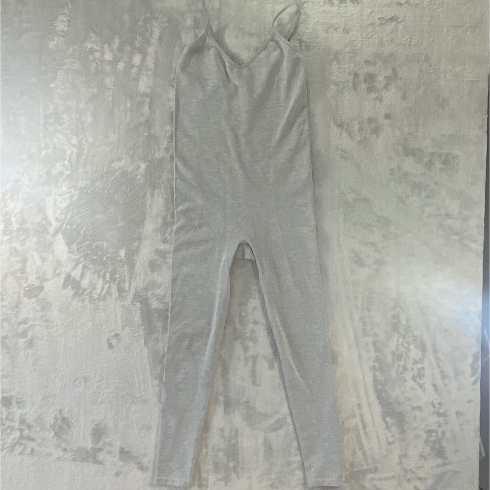 ANWND Jumpsuit Women S/M‎ Gray Ribbed Sleeveless Full Length Bodysuit Casual
